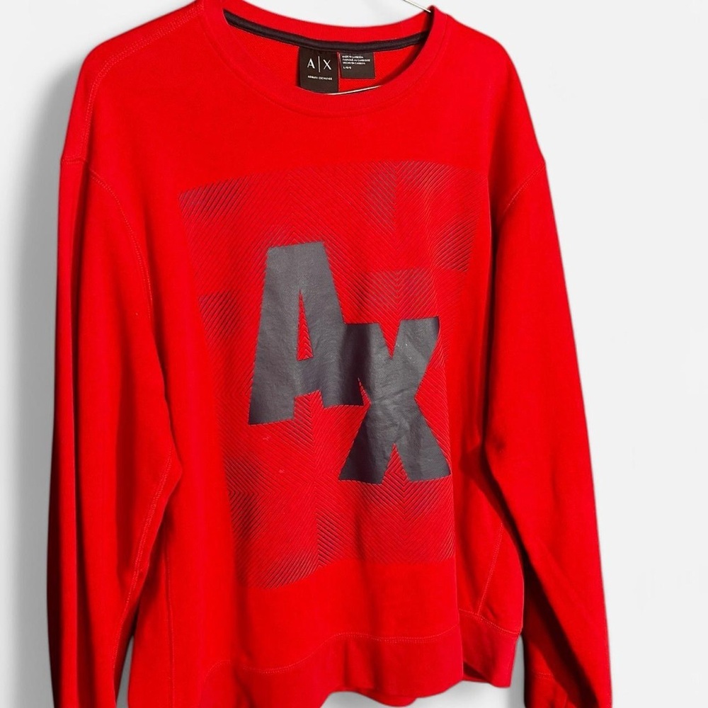 Armani Exchange Red Crewneck Sweater with Graphic Design
